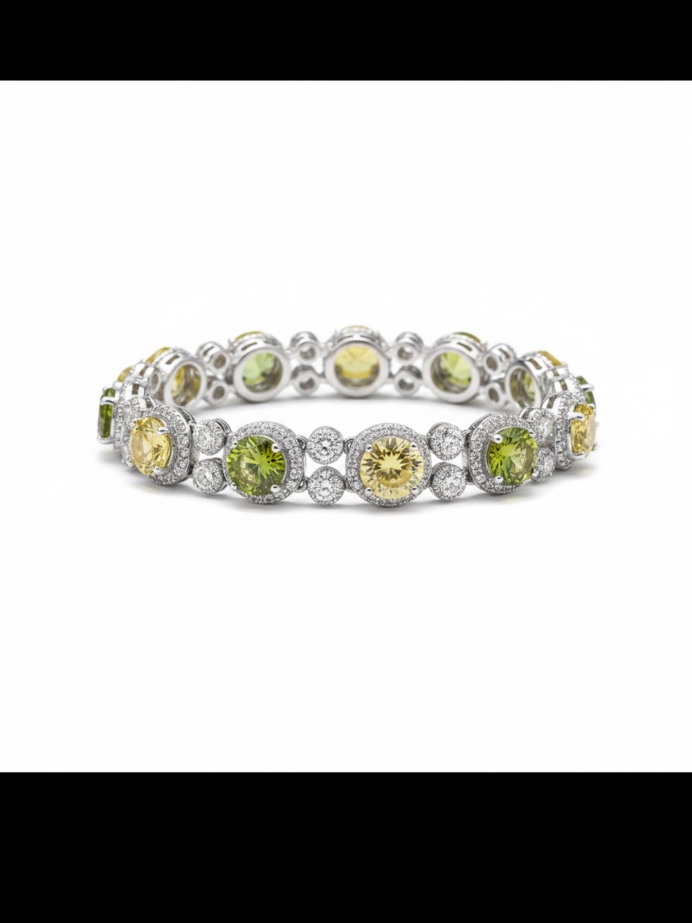 "Art Deco" Style Multicolored Gemstone Tennis Bracelet Curated Stylist Piece